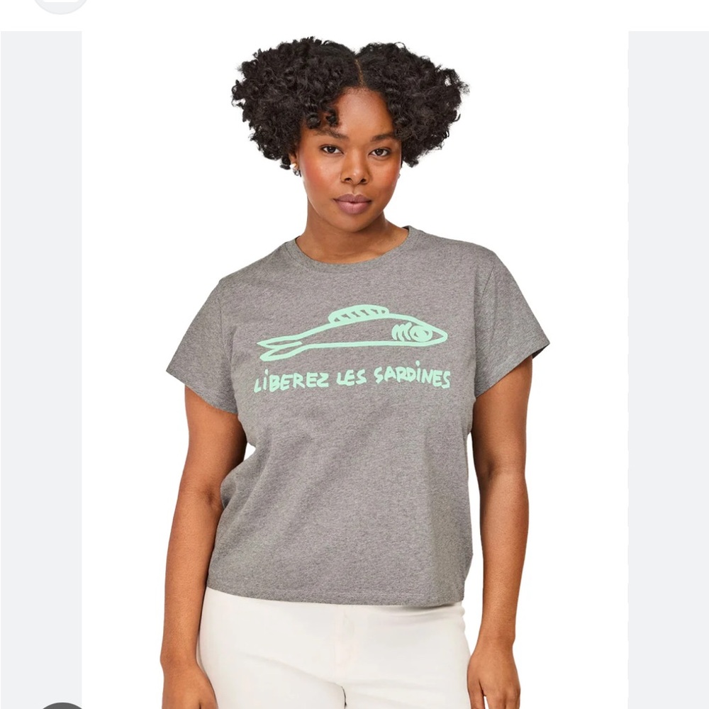 NWT Clare V Classic Tee - Liberez Les Sardines, Size XXL